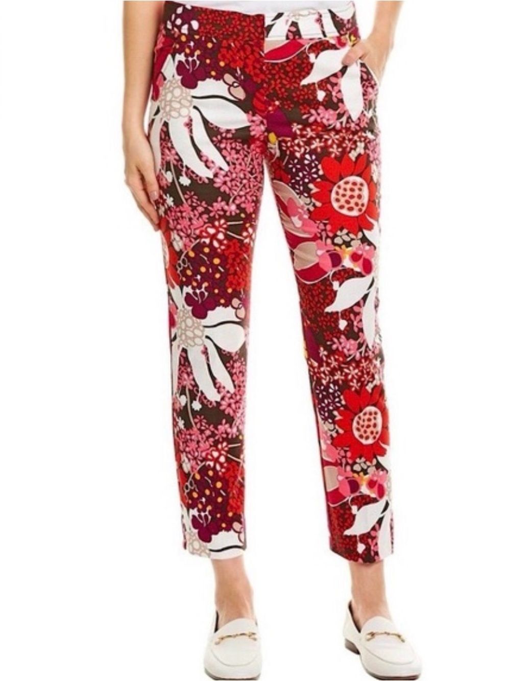 Trina Turk MOSS 2 Pink Colorful Floral Cotton Cropped Straight Leg Pants